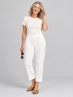 Clementine lightweight trousers in white, front view