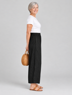 Karina linen pants, black pair from the pack of 5, side view