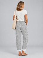 Milan striped comfort pants in black and white, back view