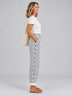 Milan striped comfort pants in black and white, side view