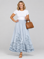 Ellie boho skirt in blue, front view