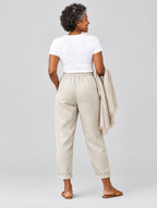 Ella cotton linen pants in beige, back view