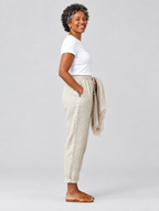 Ella cotton linen pants in beige, side view