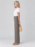 Olivia stretch pants in taupe, side view