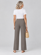 Olivia stretch pants in taupe, back view