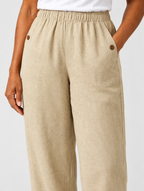 Romina breathable trousers in beige, close up of waistband and fabric