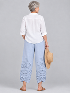 Gianna lace pants in blue, back view