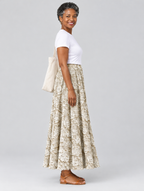 Sofia lace print skirt in khaki, side view