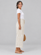 Eleanor vine printed trousers in beige, side view