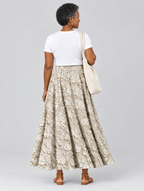 Sofia lace print skirt in khaki, back view