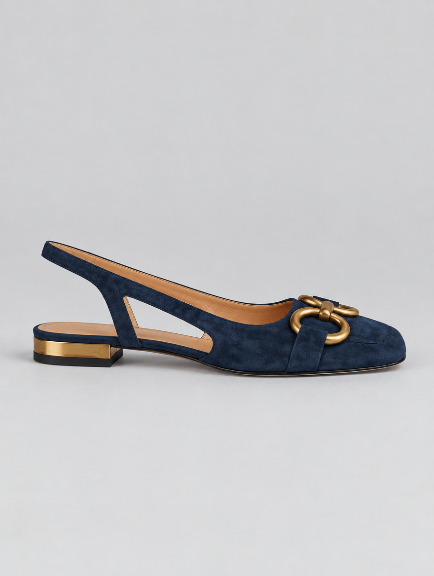Daphne sandals in dark blue, side view