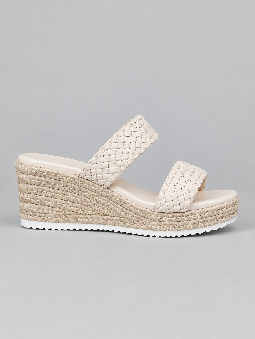 Roselle sandals in beige, side view