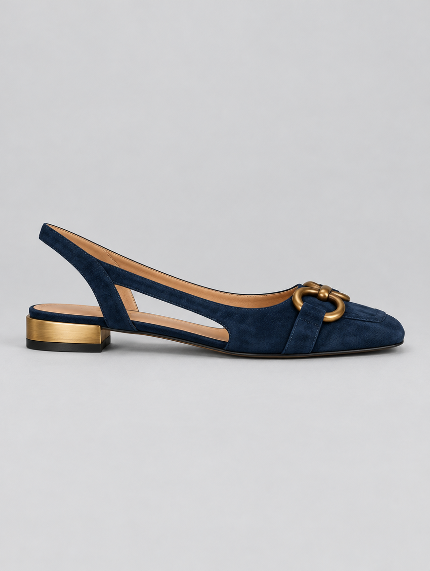 Brenna sandals in navy blue, side view