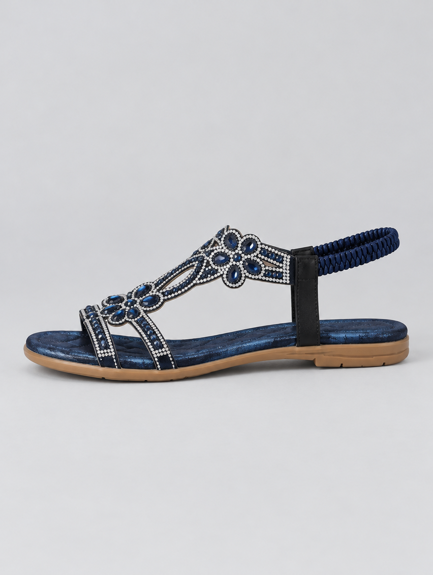 Oona sandals in blue, side view