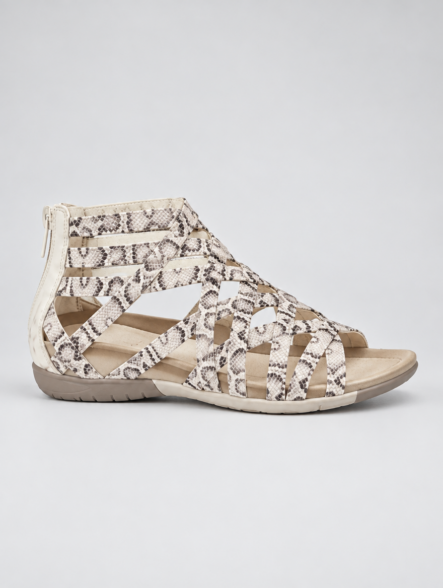 Olesya sandals in light leopard print, side view