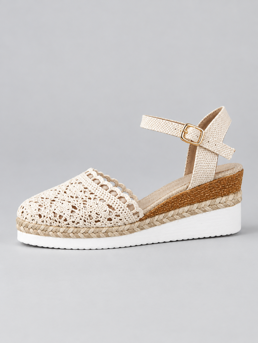 Mia sandals in beige, side view