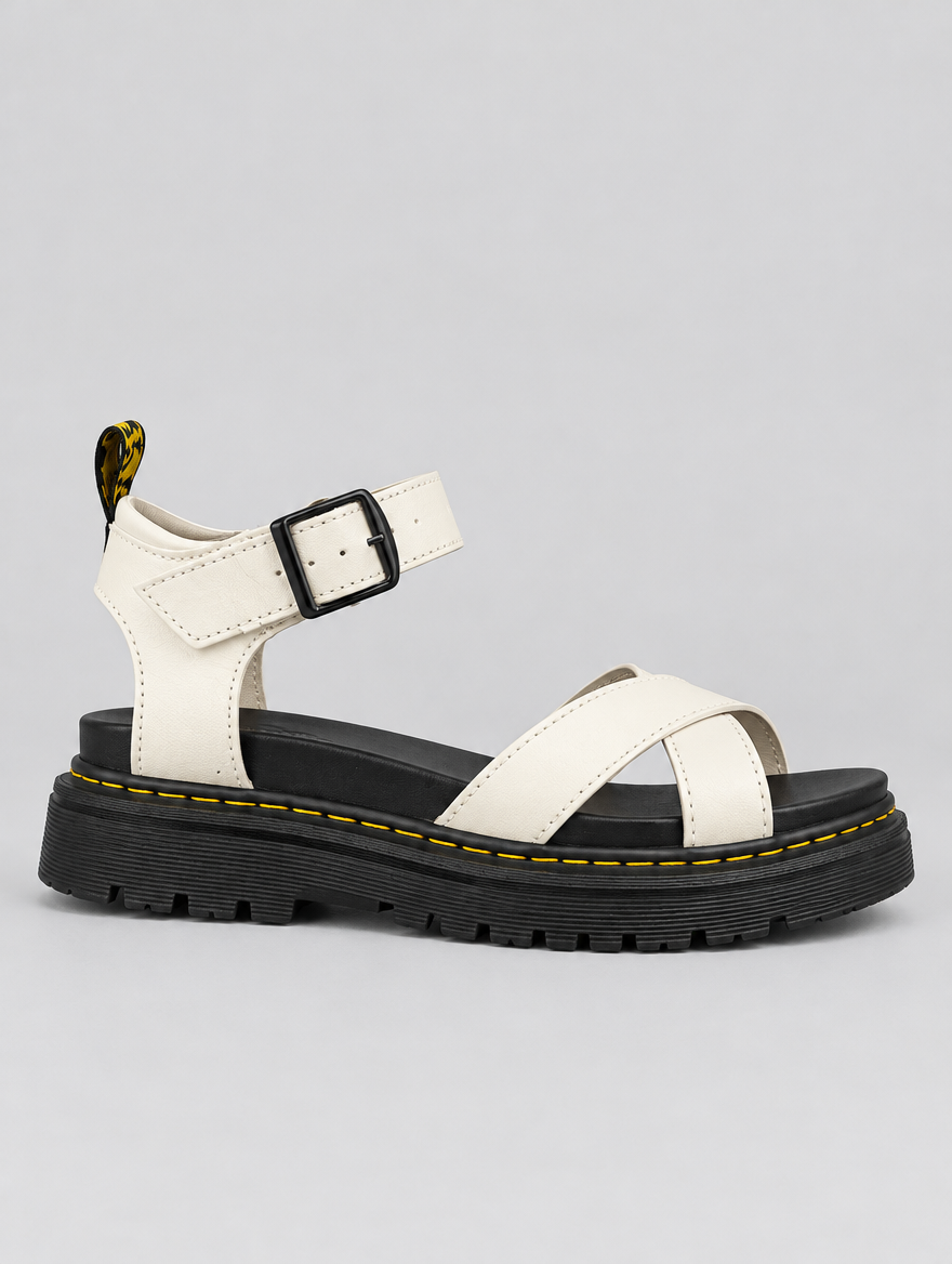 Angelica sandals in white, side view
