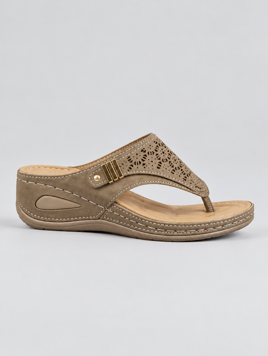 Verna sandals in brown, side view