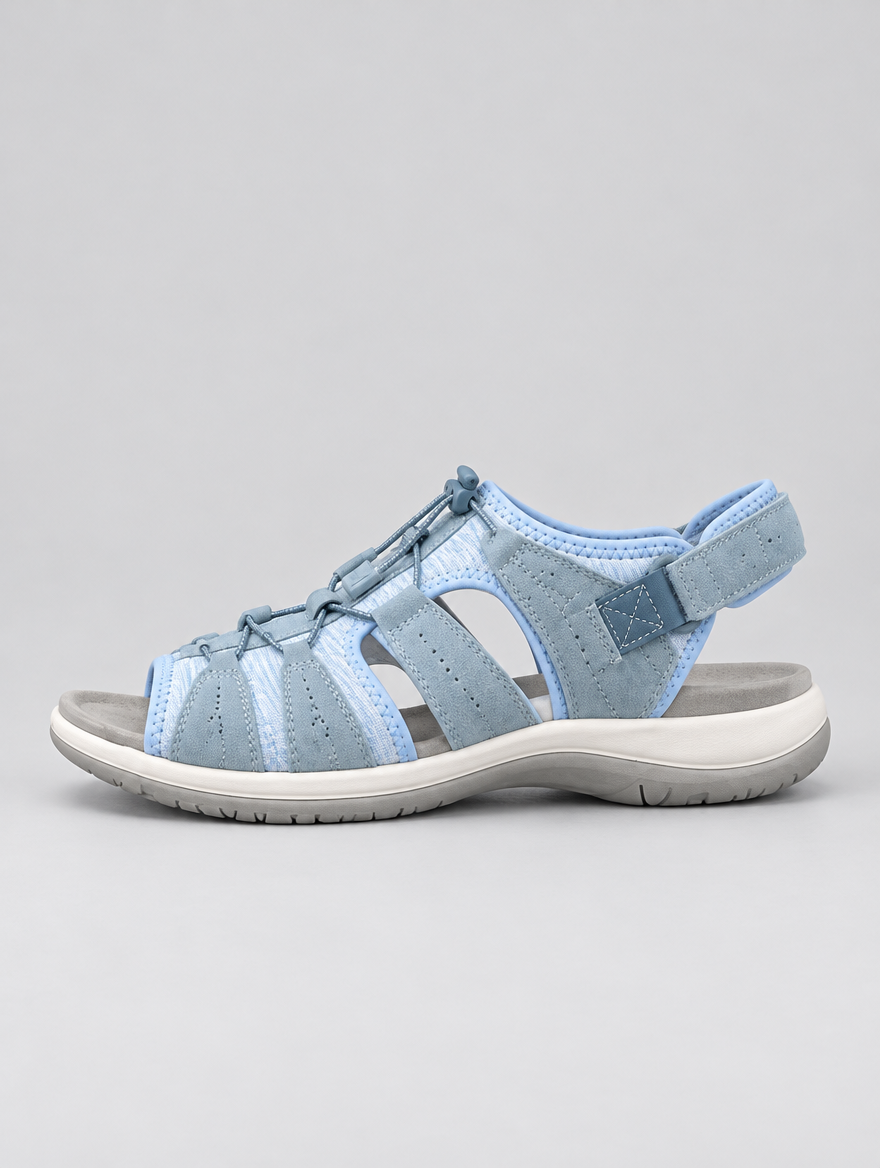 Ursula sandals in blue, side view