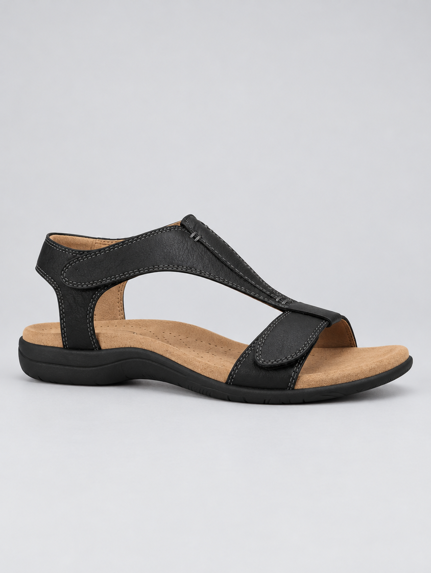 Finola sandals in black, side view