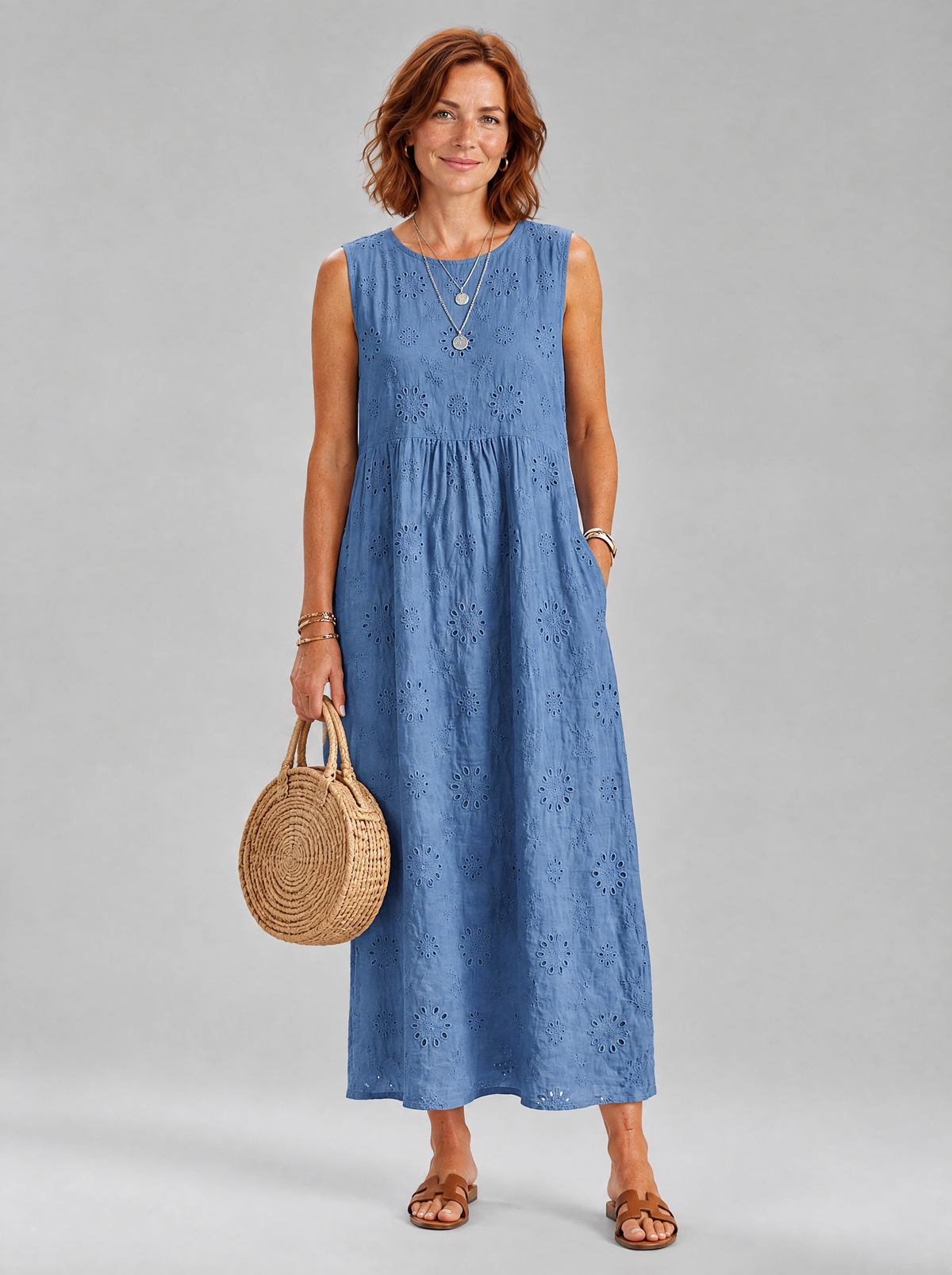 Leonie dress in Blue, front view