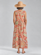 Leonie dress in Coral, back view