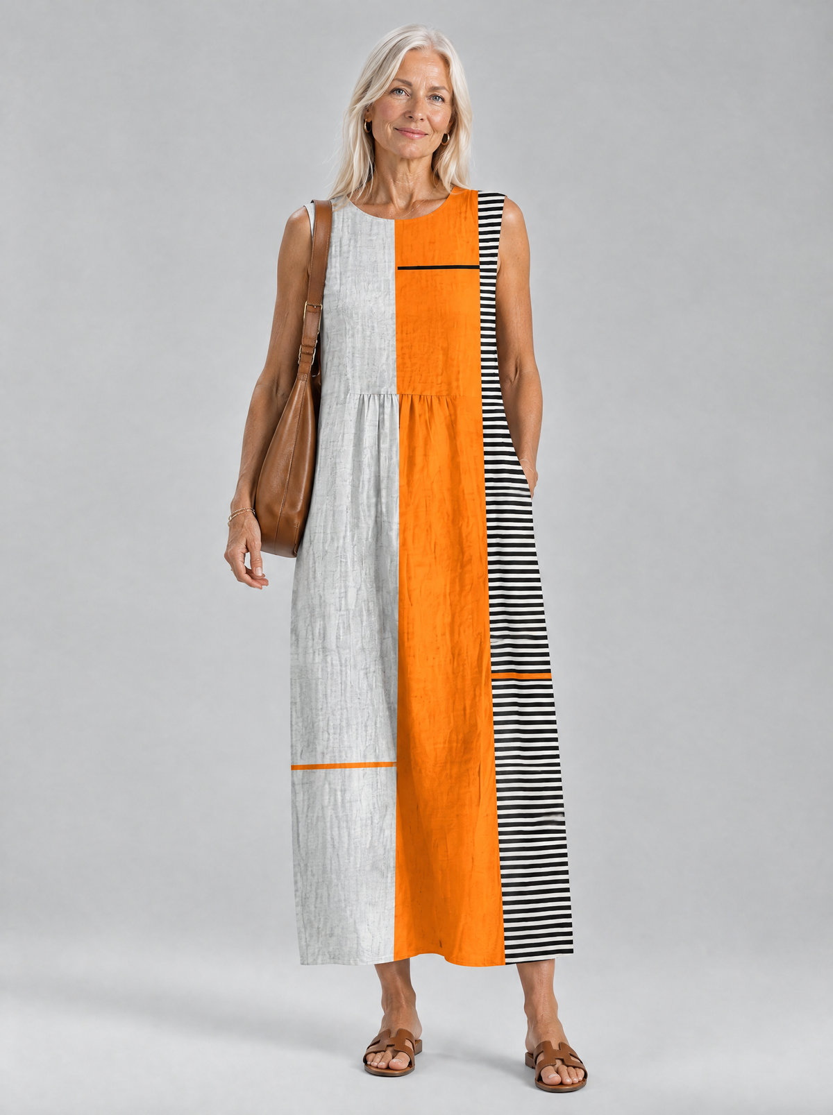 Leonie dress in Orange, front view