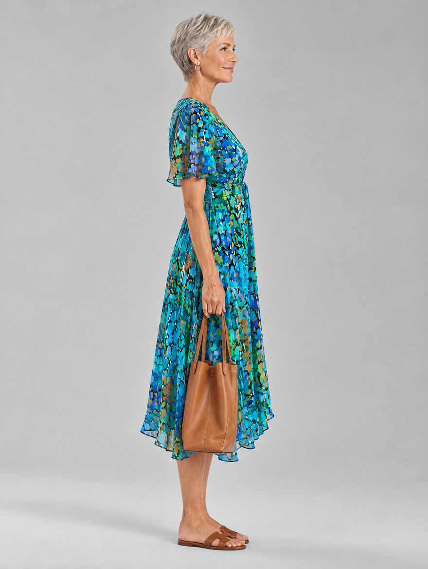 Marisol dress in Blue, side view