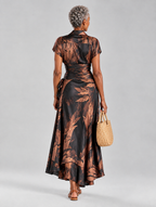 Odette dress in Brown, back view