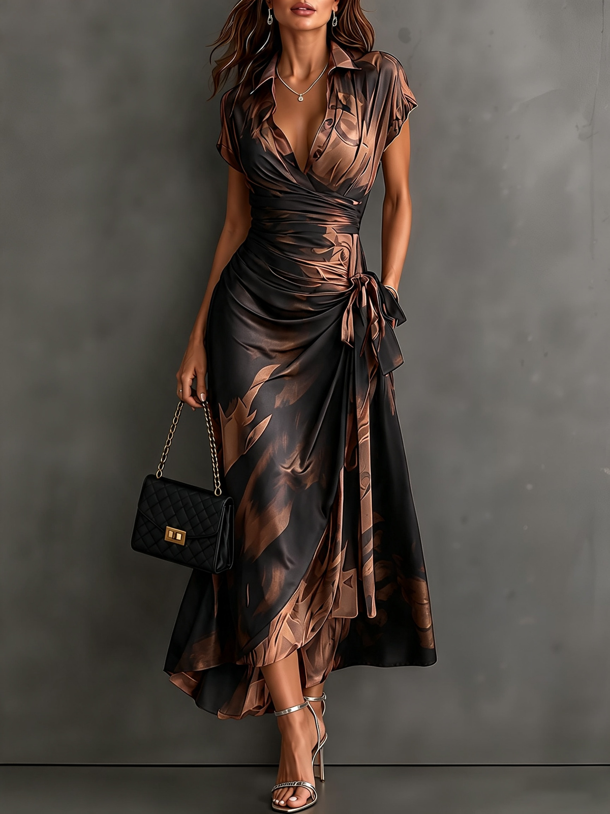 Odette dress in Brown
