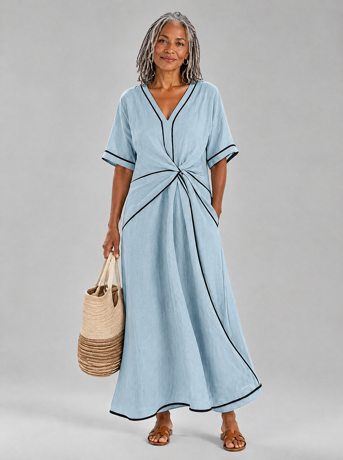 Thalia dress in Blue, front view
