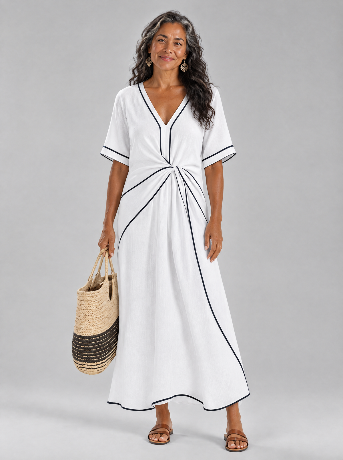Thalia dress in White, front view