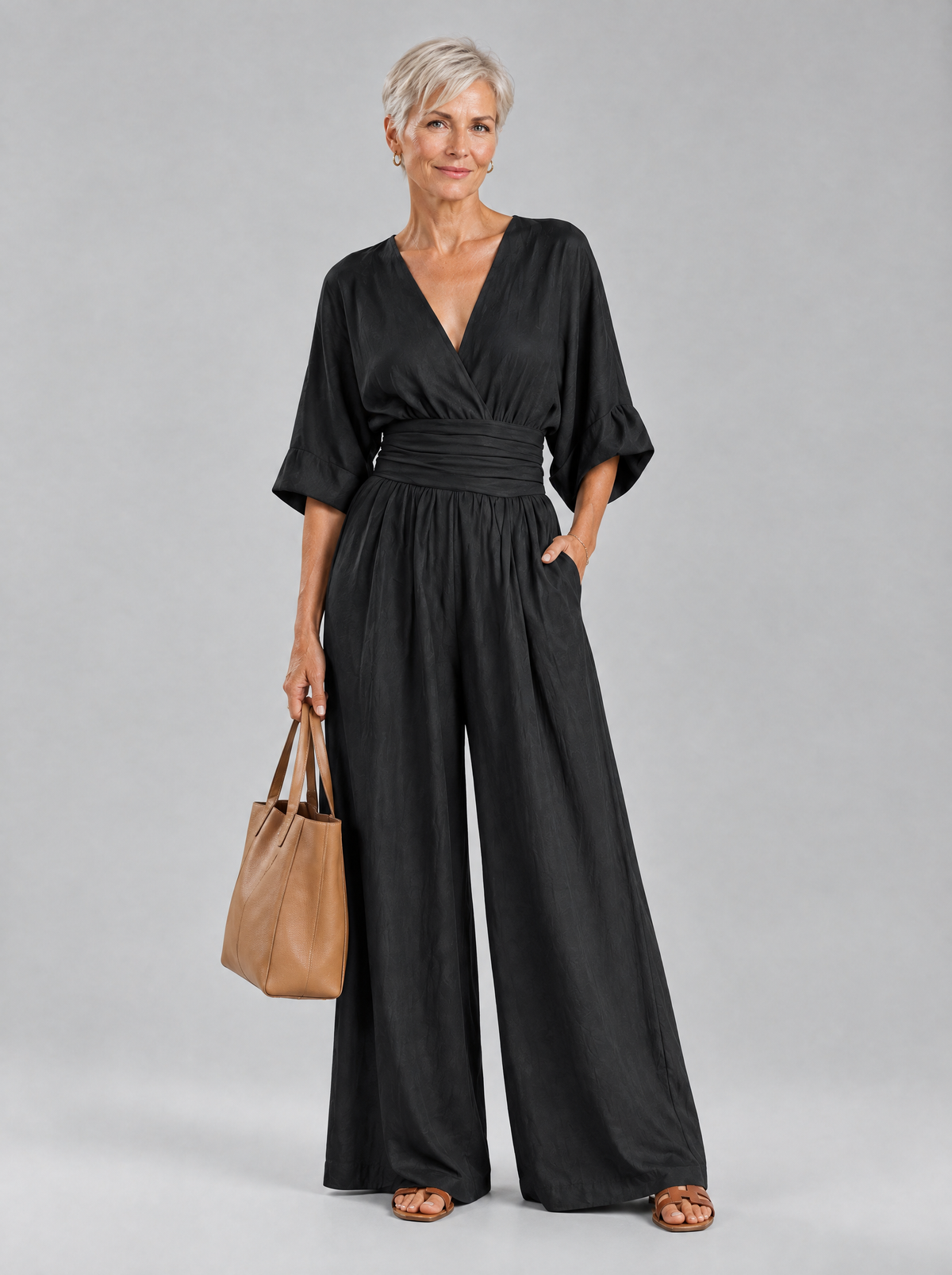 Vivienne jumpsuit in Black, front view