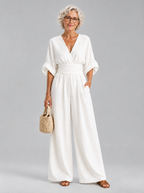 Vivienne jumpsuit in White, front view